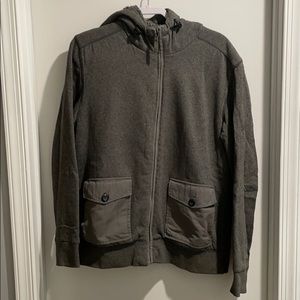 Grey sweatshirt jacket with warmer lining